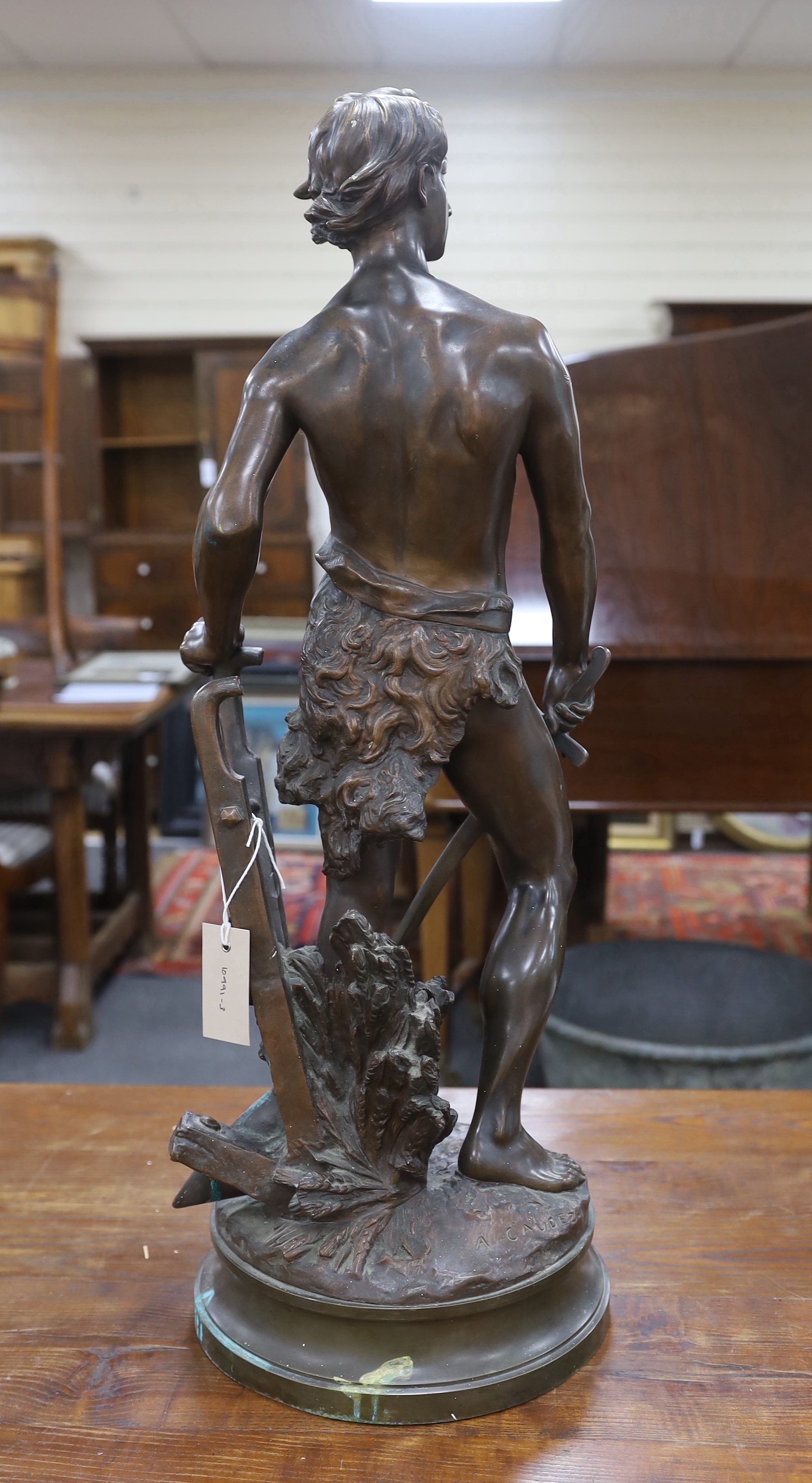 After Adrien Etienne Gaudez (French:1884-1902), bronze, 'Devoir', 76cm high
